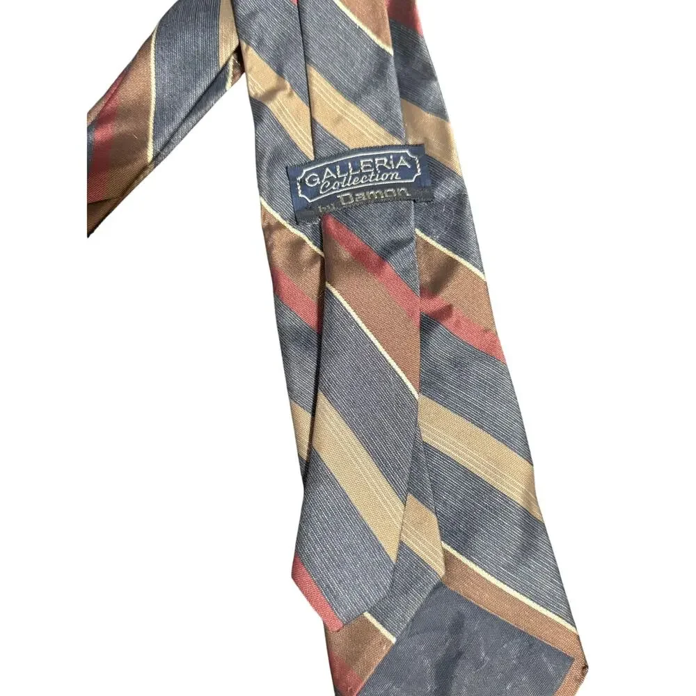 Vintage Gallaria Collection by Damon Men's Red & Blue Striped Necktie
